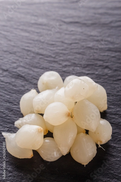 Obraz pickled vegetables on a dark stone background
