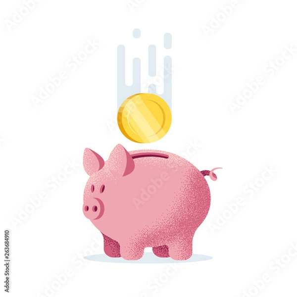 Obraz Piggy bank icon for website logo design with coin