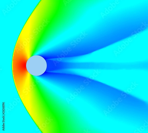 Fototapeta high mach number flow over cylinder. density