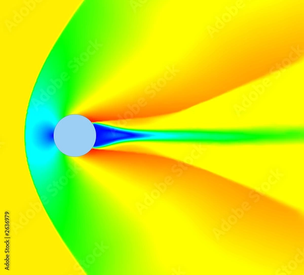 Fototapeta high mach number flow over cylinder. velocity