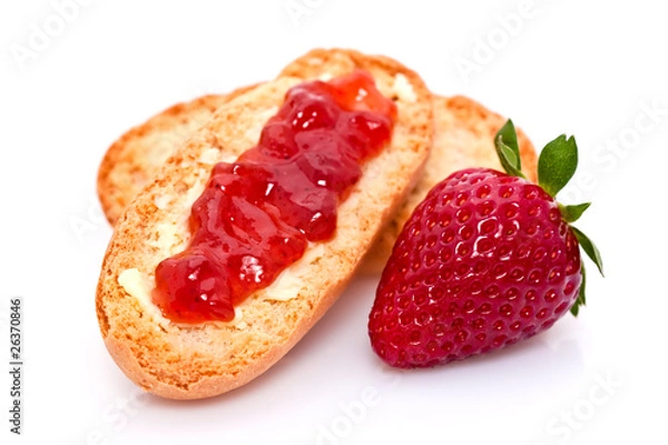 Obraz Tost z dżemem truskawkowym