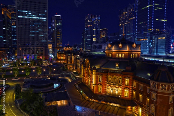 Fototapeta 【東京の夜景】夜の東京駅