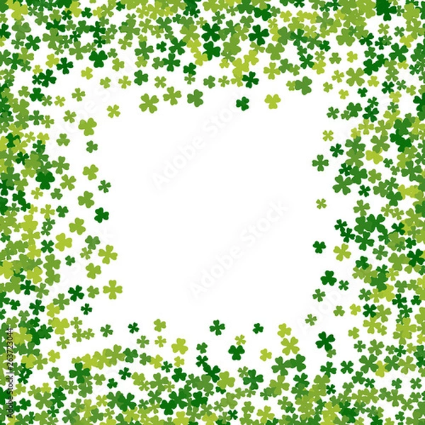 Fototapeta Frame or border of random scatter clover leaves