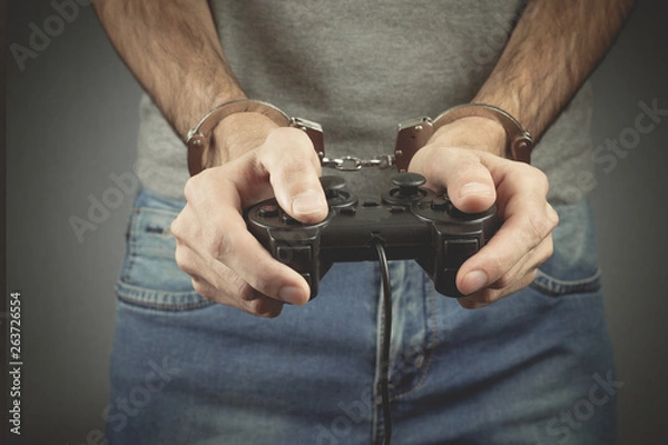 Fototapeta guy addicted to video games