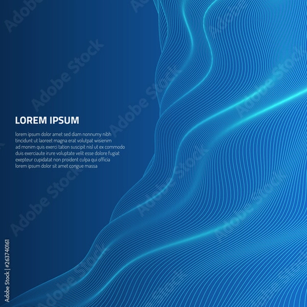 Obraz Abstract background with volumetric waves. Volumetric forms of lines.