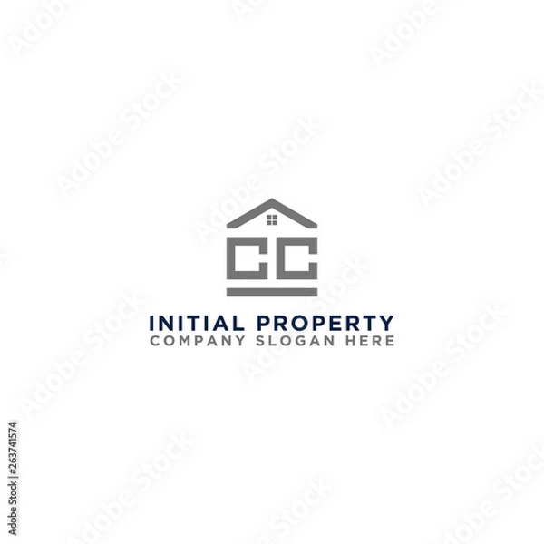 Fototapeta Logo template vector Design, property, real estate with the initials CC - Vector