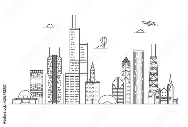 Obraz Liniowa panorama miasta Chicago.