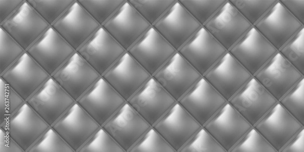 Fototapeta Seamless luxury grey silver metall pattern and background. Genuine Leather. Vector illustration