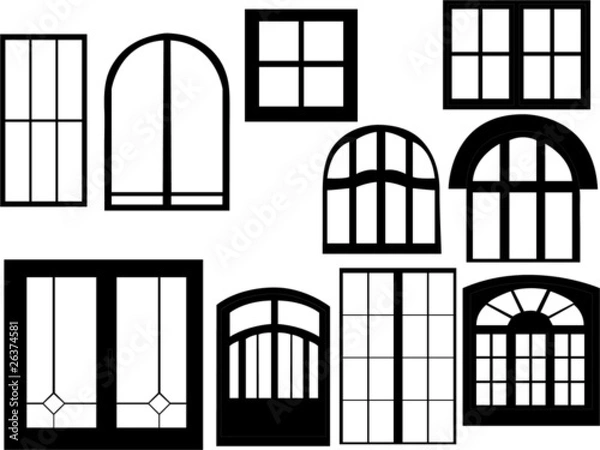 Fototapeta window collection silhouette vector