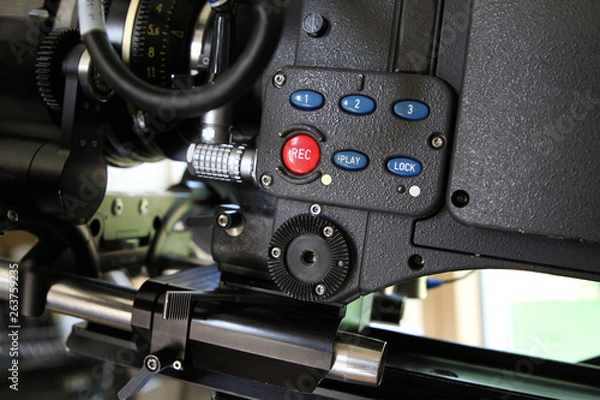 Fototapeta Record button on a digital cinema camera