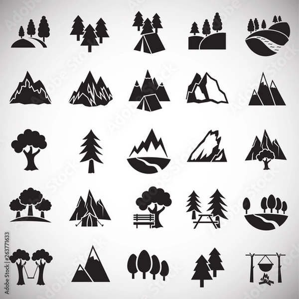 Obraz Outdoor landscape icons set on white background for graphic and web design. Simple vector sign. Internet concept symbol for website button or mobile app.