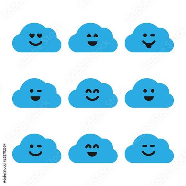 Fototapeta Set of clouds with smiles
