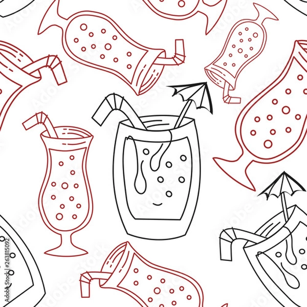 Fototapeta Drinking Glass Pattern Seamless Vector Template
