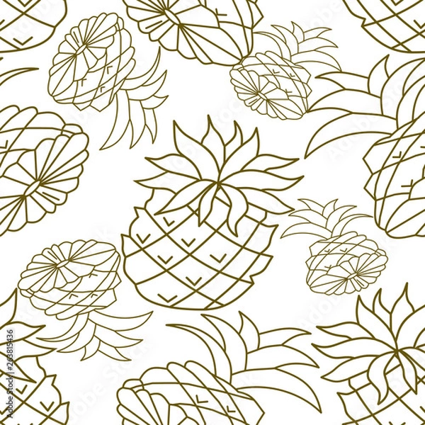 Obraz Pineapple Fruit Pattern Seamless Vector Template
