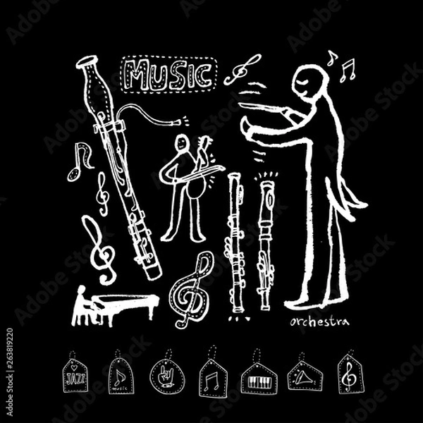 Fototapeta 음악회 포스터 / 손으로 그린 음악 일러스트