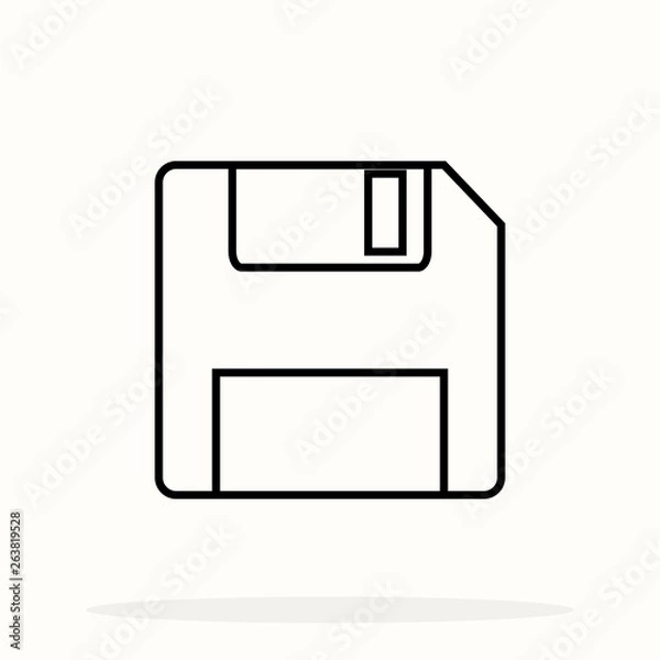 Fototapeta Disket line vector icon on white backround.