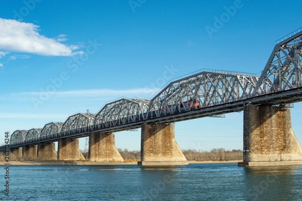 Obraz Railroad bridge across the river