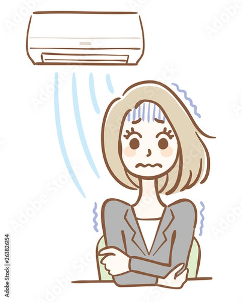 Obraz 冷え性　女性　エアコン　オフィス