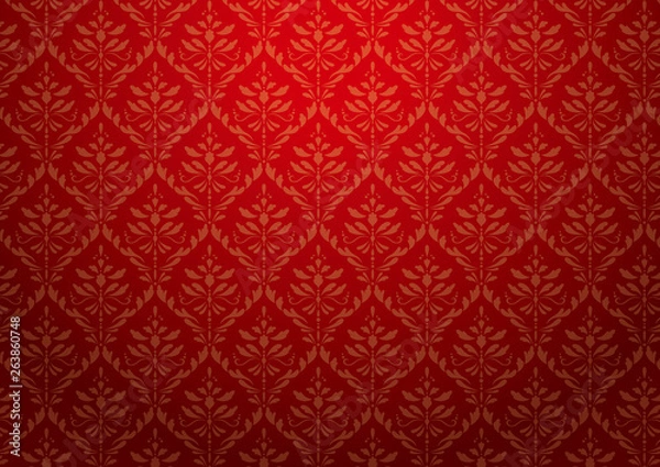 Fototapeta ダマスク柄赤