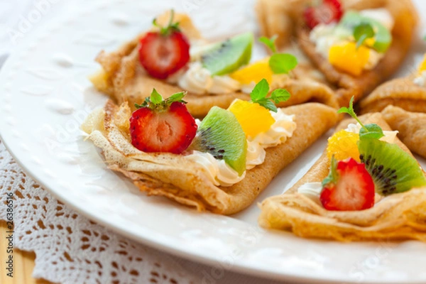 Fototapeta Crepes with fruits
