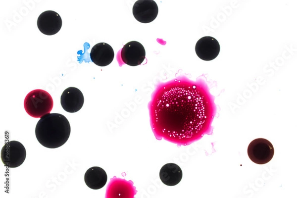 Obraz Background of red, pink, black ink waves