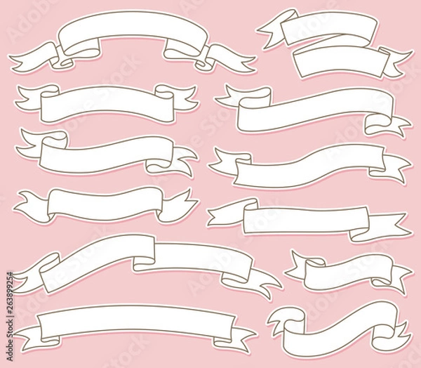 Fototapeta Hand Drawn Ribbon Banners Set