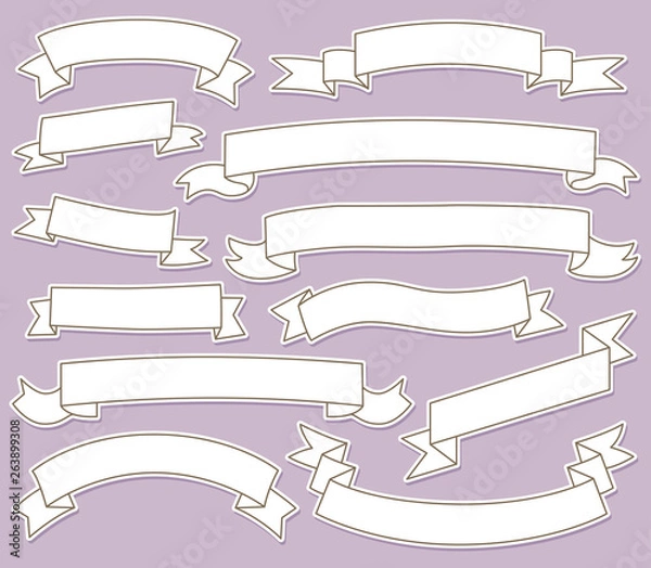 Obraz Hand Drawn Ribbon Banners Set