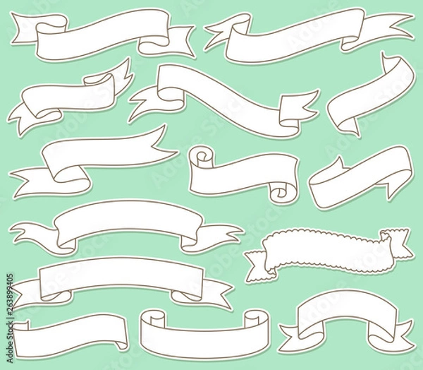 Obraz Hand Drawn Ribbon Banners Set