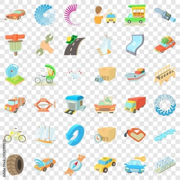 Fototapeta Auto repairing icons set. Cartoon style of 36 auto repairing vector icons for web for any design
