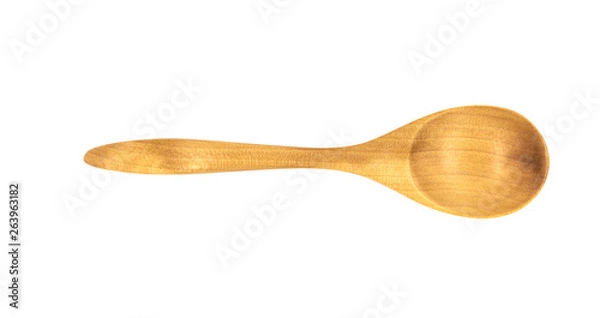 Fototapeta Empty wooden spoons isolated on white background, close up