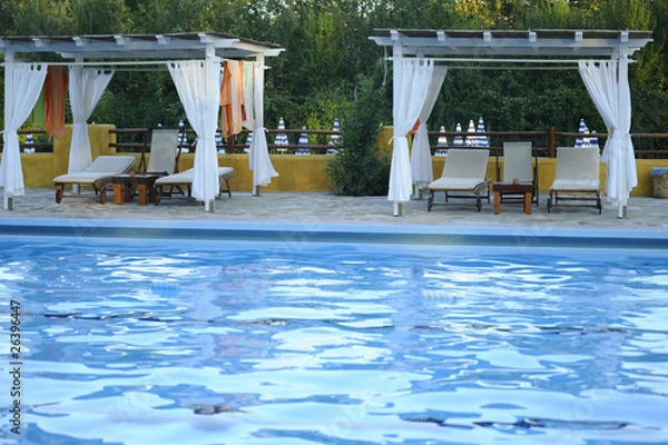 Obraz altanki z leżakami