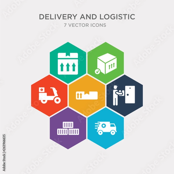 Obraz simple set of supply chain, container hanging, delivery door, parcel icons, contains such as icons delivery delay, delive box verification, delivery cancelled and more. 64x64 pixel perfect.