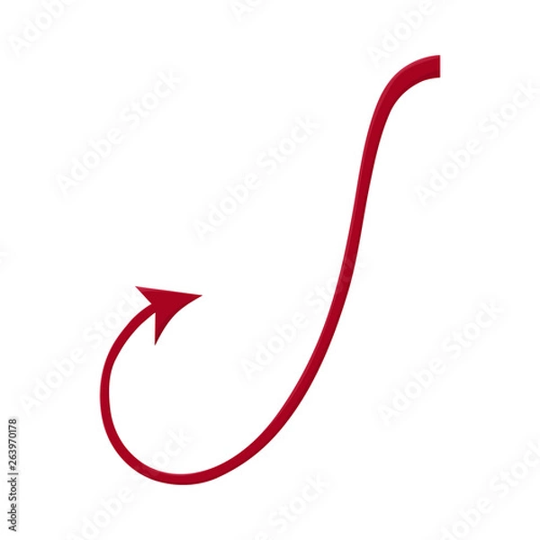 Obraz Red devil tail isolated on white background. Cartoon style. Clean and modern vector illustration for design, web.