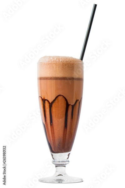 Obraz Chocolate milkshake isolated on white background