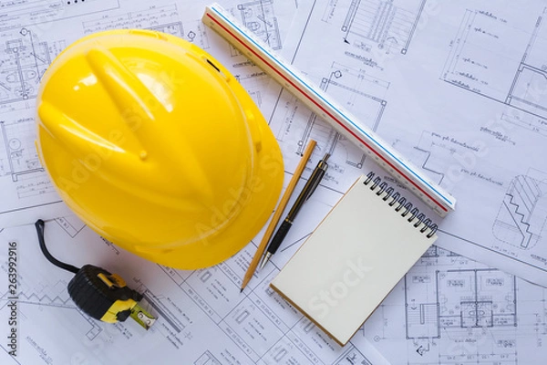 Obraz Top view architect tools