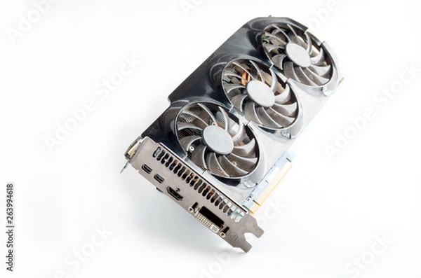 Obraz Computer video card hardware on white background