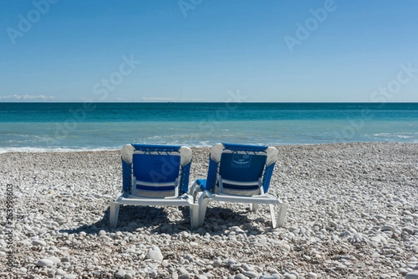 Obraz Two chairs on the beach