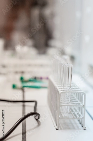 Obraz Close-up test tubes rack