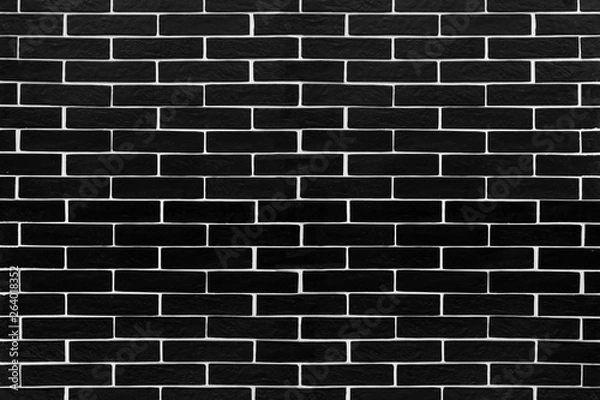 Fototapeta Black brick tiles with white contrasting grouting.