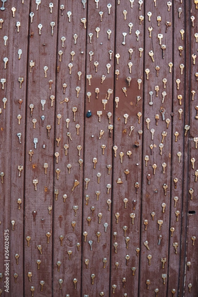 Fototapeta The texture of the keys on the old door