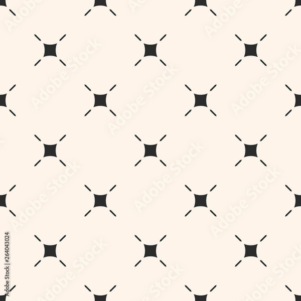Fototapeta Minimalist vector seamless pattern with thin lines, rounded squares, crosses