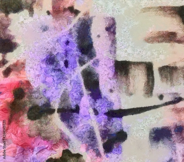 Obraz Macro detailed splashes and strokes of oil brush on paper. Simple colorful bright pattern. Old vintage rough texture. HQ design pattern. Shape close up painting.
