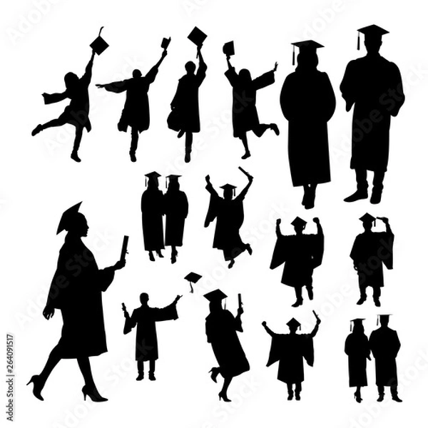 Fototapeta Graduation silhouettes. Good use for symbol, logo, web icon, mascot, sign, or any design you want.
