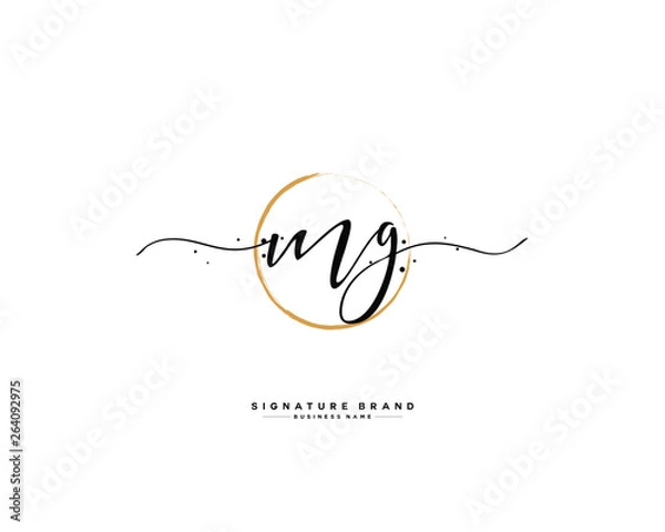 Fototapeta M G MG initial logo handwriting  template vector