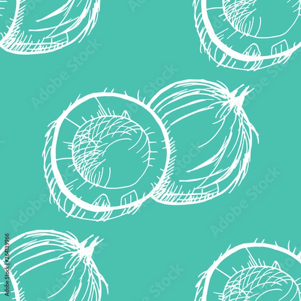 Fototapeta coconut exotic, tropical seamless pattern