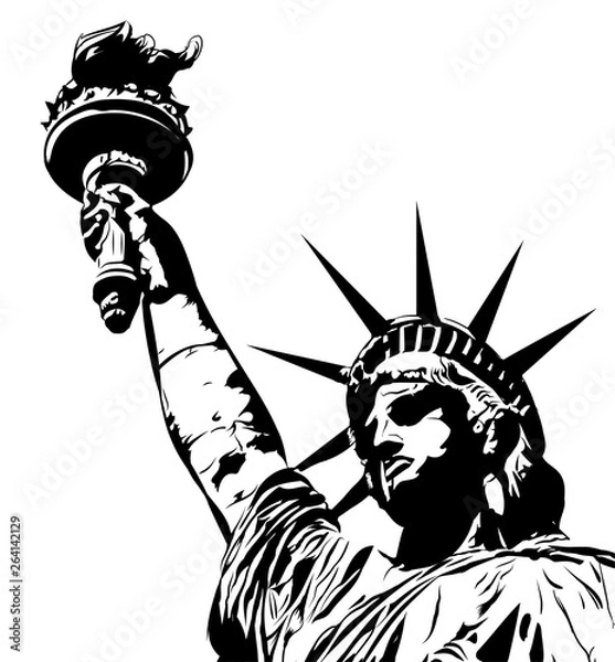 Obraz Statue of liberty, black and white vector