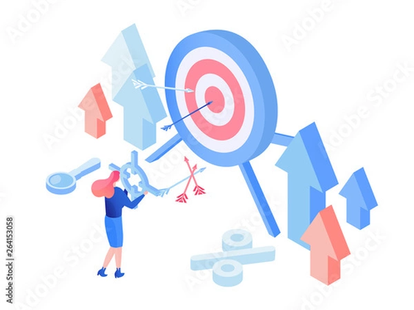 Fototapeta Target advertising isometric vector illustration