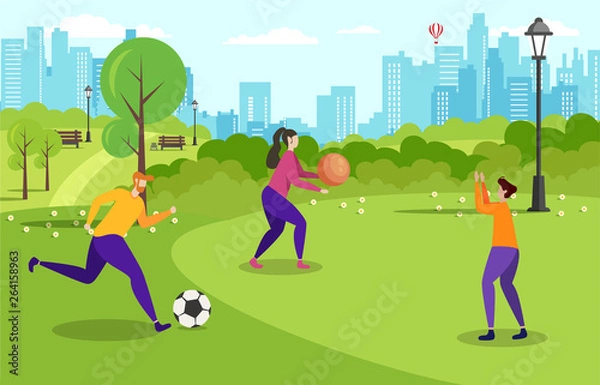 Obraz Active Recreation Outdoors Motivate Flat Banner