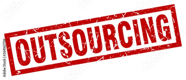 Fototapeta square grunge red outsourcing stamp