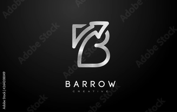 Fototapeta Silver Metal B Logo. B Letter Icon Design Vector